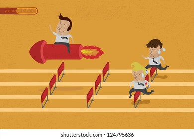 Business persons reaching the goal in a race , eps10 vector format
