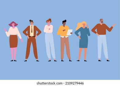 business persons standing group characters