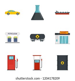 Business petrol icon set. Flat set of 9 business petrol vector icons for web design