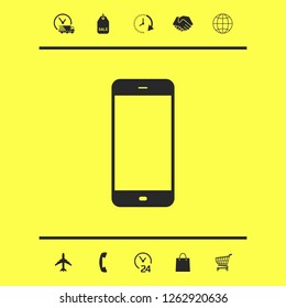 Business Phone with blank screen. Graphic elements for your design