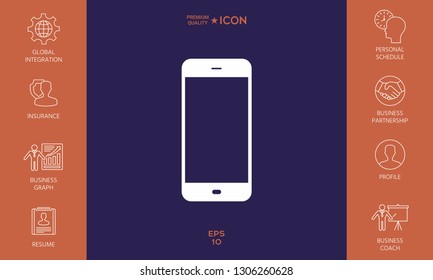 Business Phone with blank screen. Graphic elements for your design