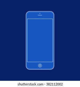 Business Phone with blank screen on blue background.  Illustration Similar To iPhone.