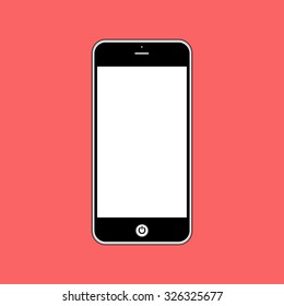 Business Phone with blank white screen  on red background. Illustration Similar To iPhone.