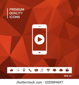 Business Phone with  play button  icon