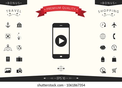Business Phone with  play button  icon