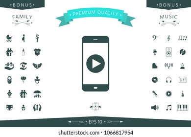 Business Phone with  play button  icon