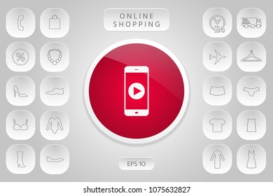 Business Phone with  play button  icon