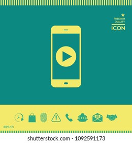 Business Phone with  play button  icon