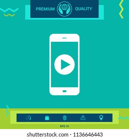 Business Phone with  play button  icon