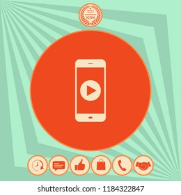 Business Phone with  play button  icon