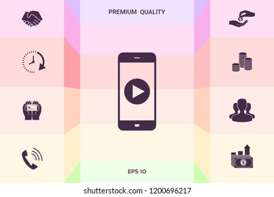 Business Phone with  play button  icon