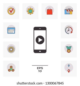 Business Phone with  play button  icon. Graphic elements for your design