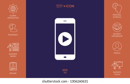 Business Phone with  play button  icon. Graphic elements for your design