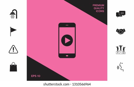 Business Phone with  play button  icon. Graphic elements for your design