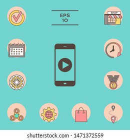 Business Phone with  play button  icon. Element for your design