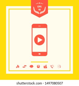 Business Phone with play button icon. Graphic elements for your design