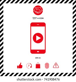 Business Phone with  play button  icon
