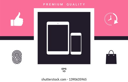 Business Phone and Tablet with blank screens