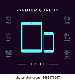 Business Phone and Tablet with blank screens