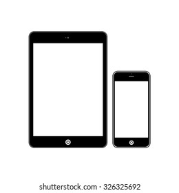  Business Phone and Tablet with blank white screens. Illustration Similar To iPhone iPad.