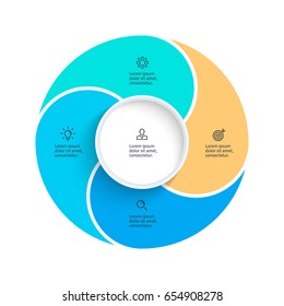 Business pie chart with 4 steps, options. Vector template.