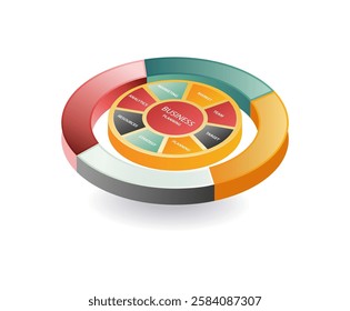 Business pie chart analysis concept illustration