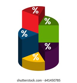 Business pie chart is divided into five. Vector in a flat design style that gives you the ease of editing to follow your desired percentage without reducing the quality of the design.