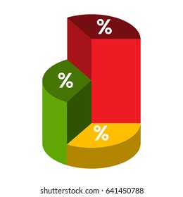 Business pie chart is divided into three. Vector in a flat design style that gives you the ease of editing to follow your desired percentage without reducing the quality of the design.