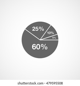 Business Pie Chart For Documents And Reports Flat Icon On White Background