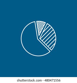 Business Pie Chart For Documents And Reports Line Icon On Blue Background