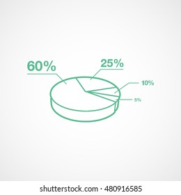 Business Pie Chart For Documents And Reports Green Line Icon On White Background