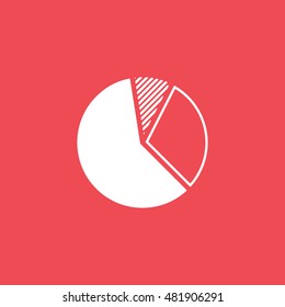 Business Pie Chart For Documents And Reports  Flat Icon On Red Background