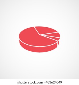 Business Pie Chart For Documents And Reports Red Flat Icon On White Background