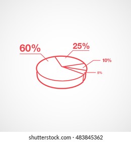 Business Pie Chart For Documents And Reports Red Flat Icon On White Background