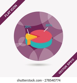 Business pie chart flat icon with long shadow,eps10