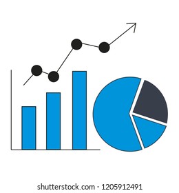 business pie chart graph growth trendy icon on white background for web graphic