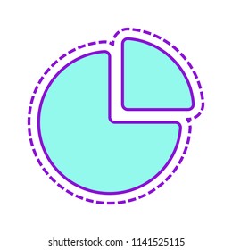 Business pie chart icon. Colored sketch with dotted border on white background