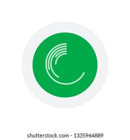 Business pie chart icon. Icon in colored circle with gray bold border. Web button, modern flat design