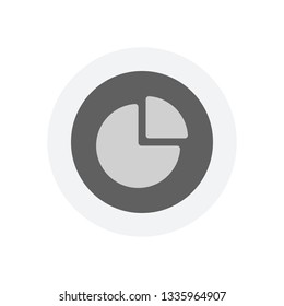 Business pie chart icon. Icon in colored circle with gray bold border. Web button, modern flat design