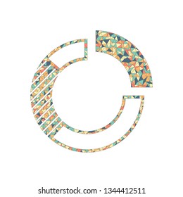 Business pie chart icon. Colored mosaic with polygons