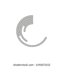 Business pie chart icon. Dotted outline silhouette with shadow on white background