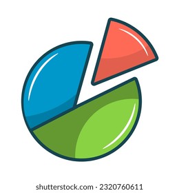 Business pie chart icon in flat style isolated on white background vector illustration