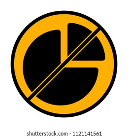 Business pie chart icon. not allowed, black object in warning sign with orange background color