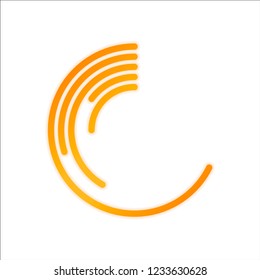 Business pie chart icon. Orange sign with low light on white background