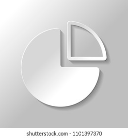 Business pie chart icon. Paper style with shadow on gray background