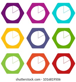 Business pie chart icon set many color hexahedron isolated on white vector illustration