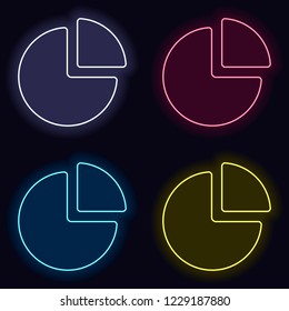 Business pie chart icon. Set of neon sign. Casino style on dark background. 