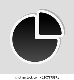 Business pie chart icon. Sticker style with white border and simple shadow on gray background