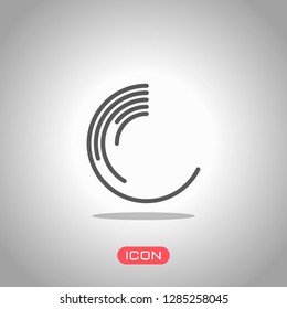 Business pie chart icon. Icon under spotlight. Gray background