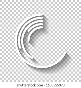 Business pie chart icon. White icon with shadow on transparent background